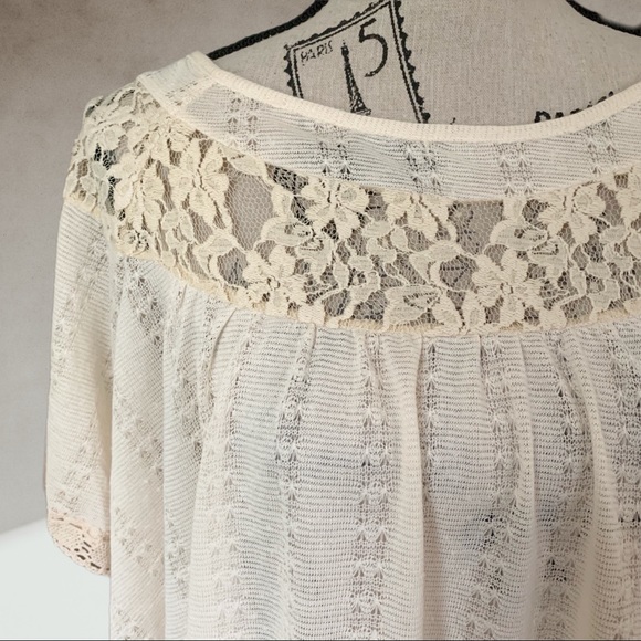 FREE PEOPLE cream bohemian top SMALL - Picture 3 of 5
